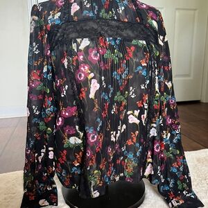 Alice + Olivia Pink Red Long Sleeve Boxy Blouse